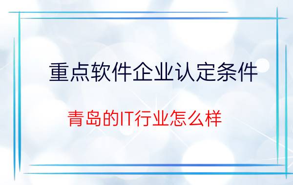 重点软件企业认定条件 青岛的IT行业怎么样？或者当地发展比较好的行业是什么？